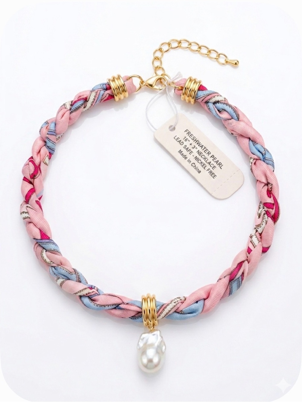 NWT ⚜️💖⚜️ Piper K Gorgeous Scarf Necklace with Pink Floral Pendant